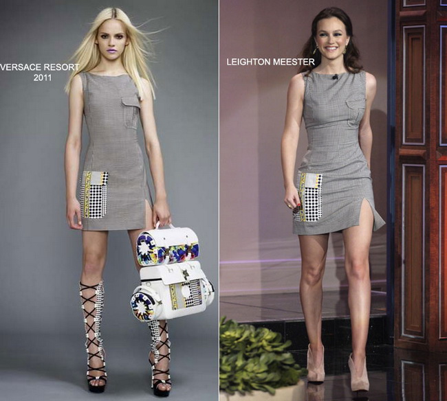 De pe catwalk, direct in garderoba vedetelor: Leighton Meester, intr-o rochie Versace