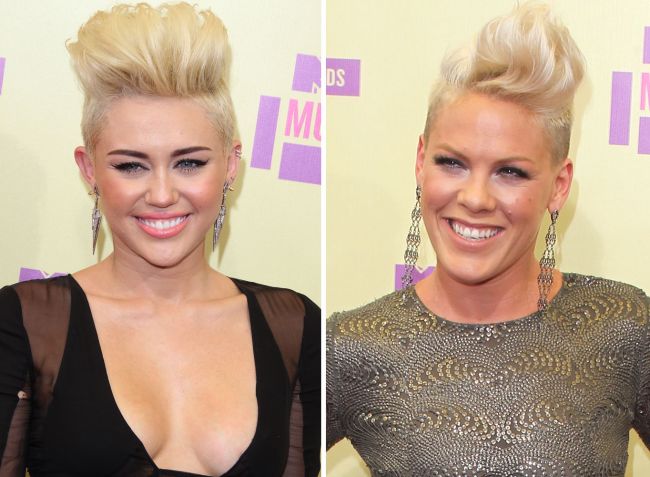 Miley Cyrus sau Pink: cine a avut cea mai reusita coafura punk la MTV Video Music Awards 2012?